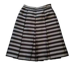 Halogen Black & Gray Horizontal Stripe A-Line Skirt